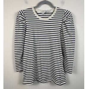 Pomander Place Cotton Striped Puffed Shoulder 3/4 Sleeve Tee Tuckernuck Small